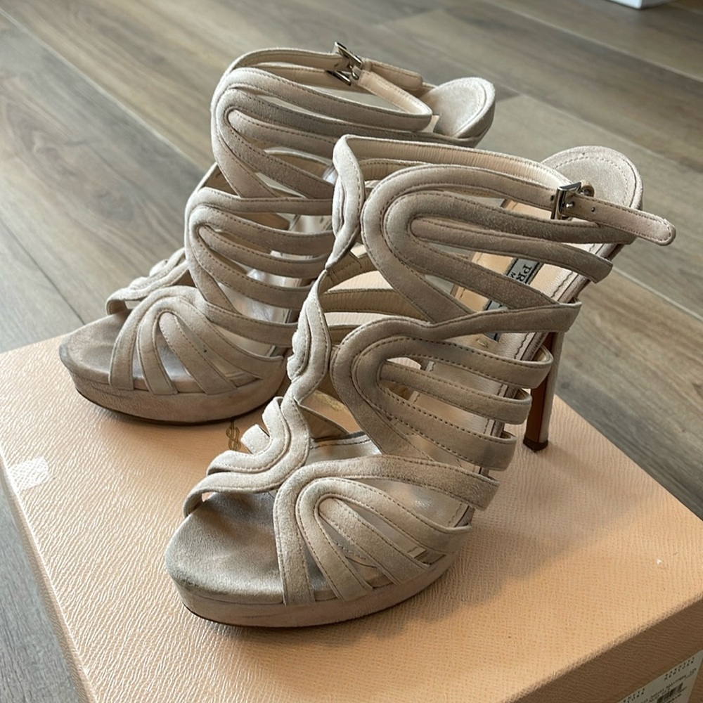 Prada cipria nude suede sandal